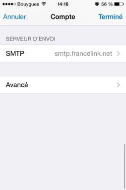 configuration mail Iphone